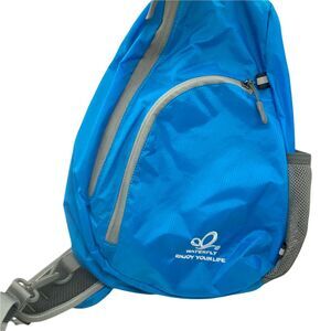 Waterfly Crossbody One Strap Backpack Men's Blue Gray Nylon Enjoy Your Life